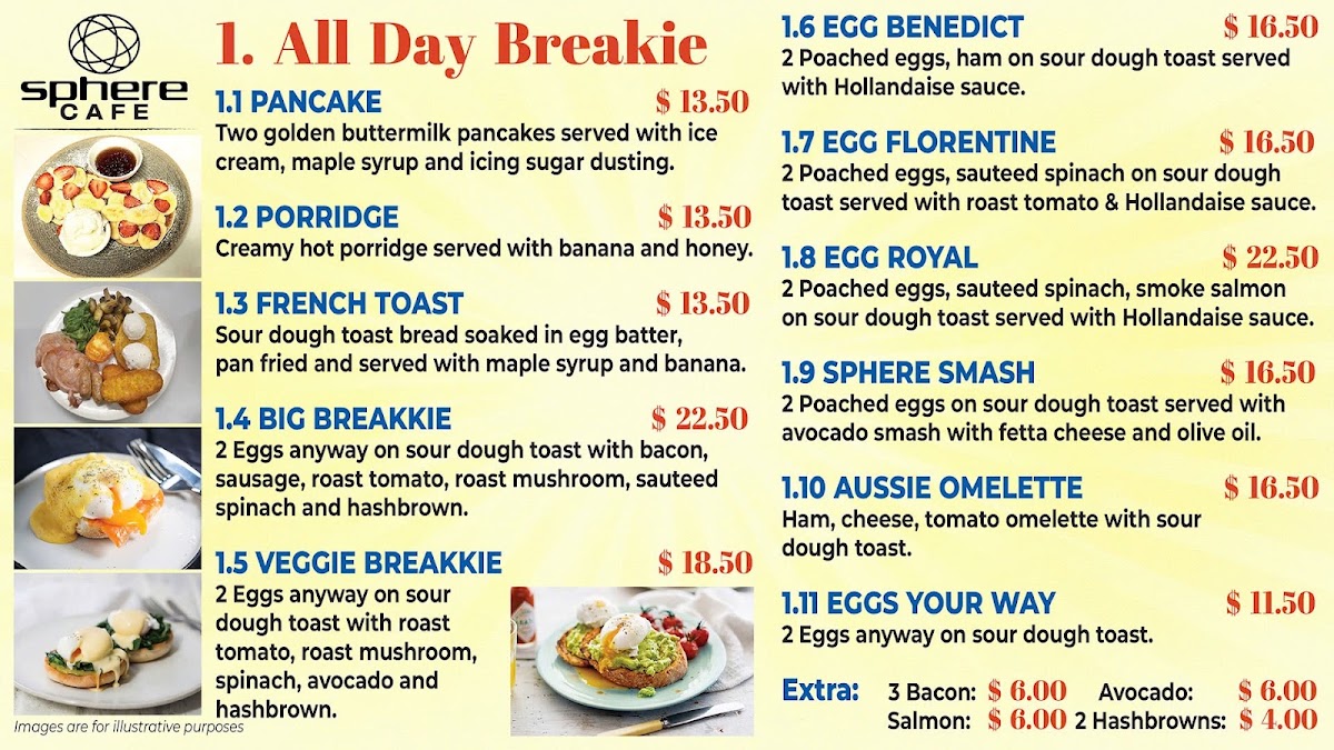 Sphere Cafe menu board