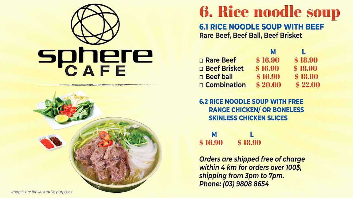 Sphere Cafe menu board