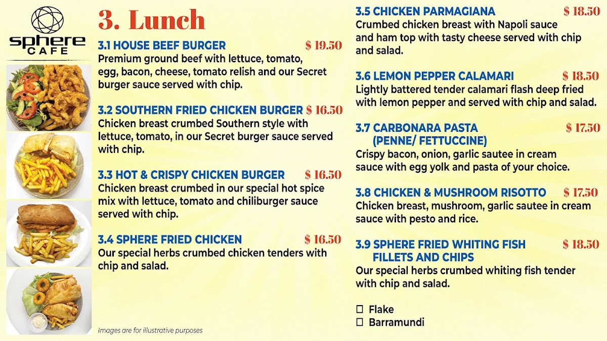 Sphere Cafe menu board