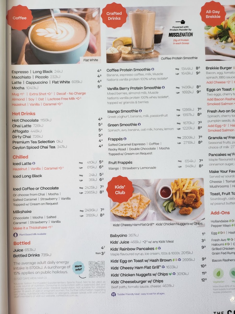 The Coffee Club Café - Chinchilla menu board