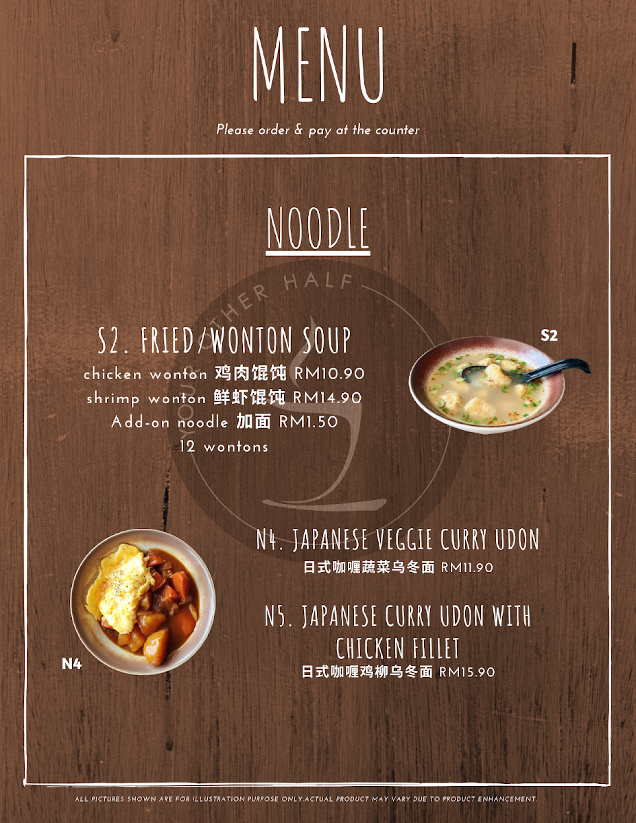 One Over Two Cafe menu board