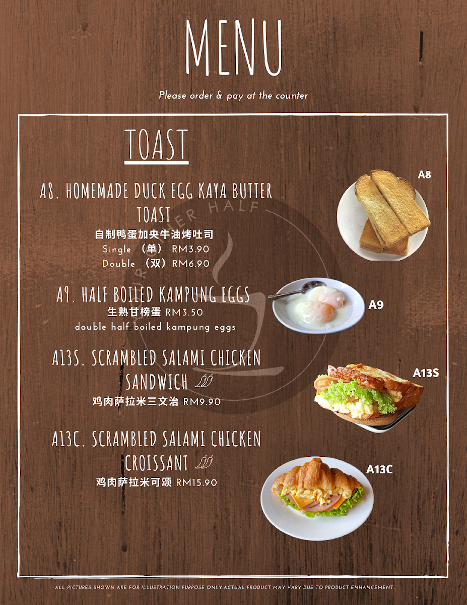 One Over Two Cafe menu board