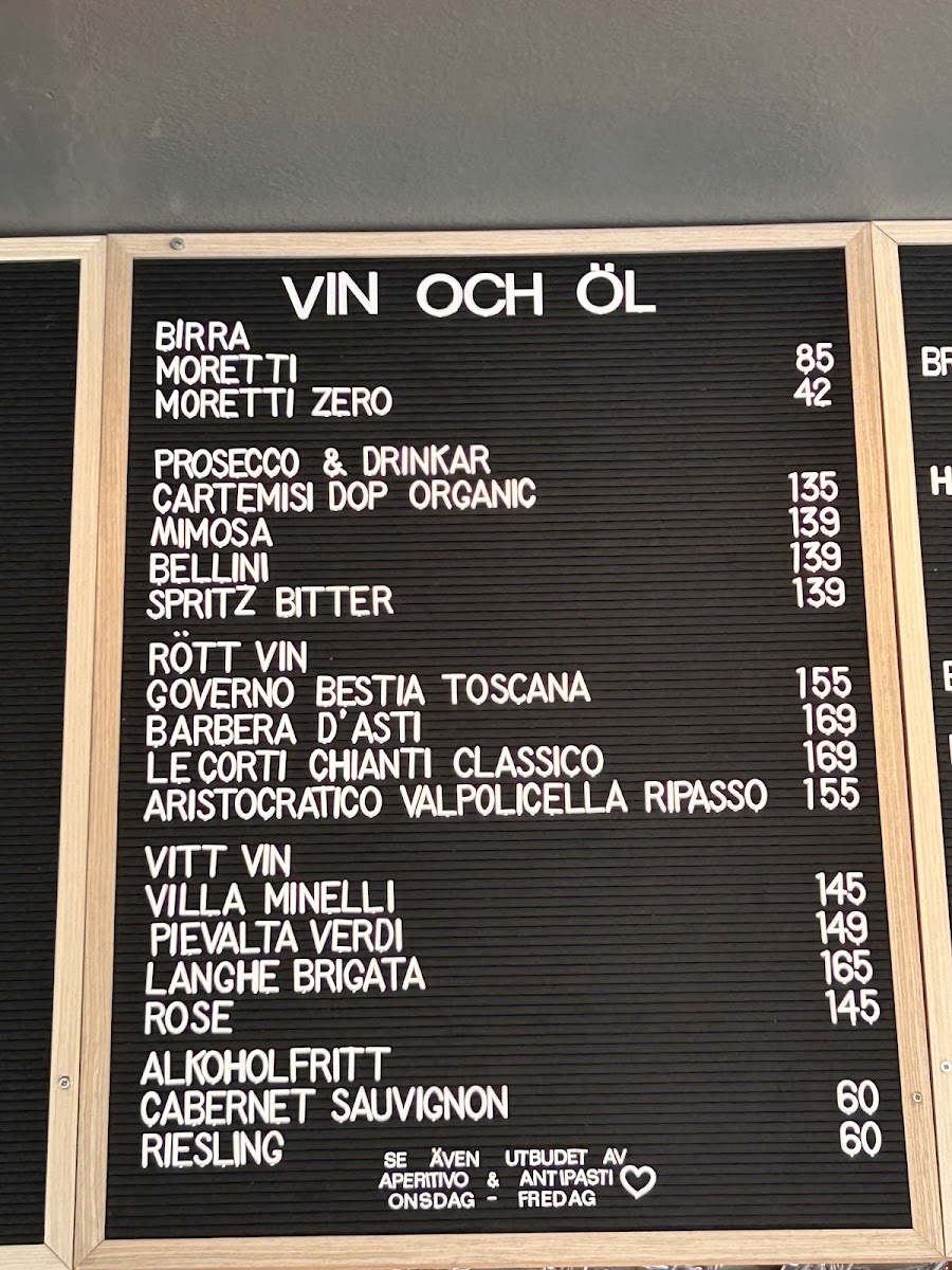 Caffé LAntico menu board