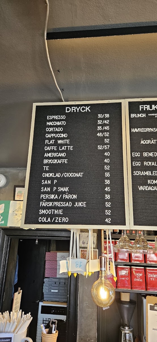 Caffé LAntico menu board