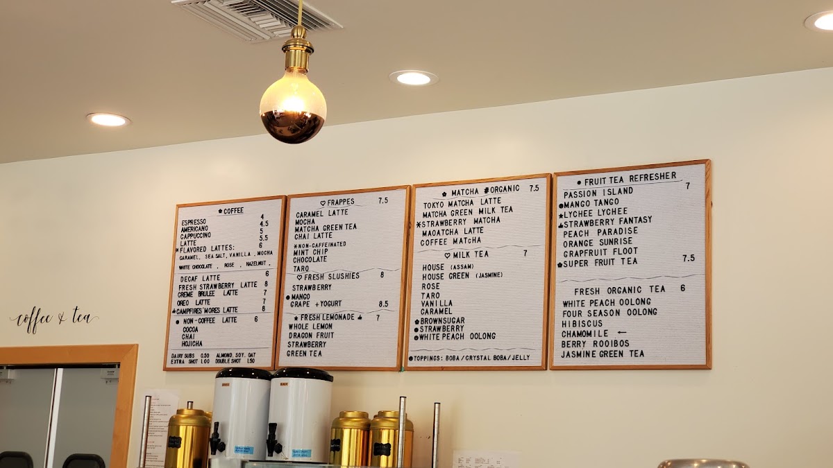 AllMyTea Cafe menu board
