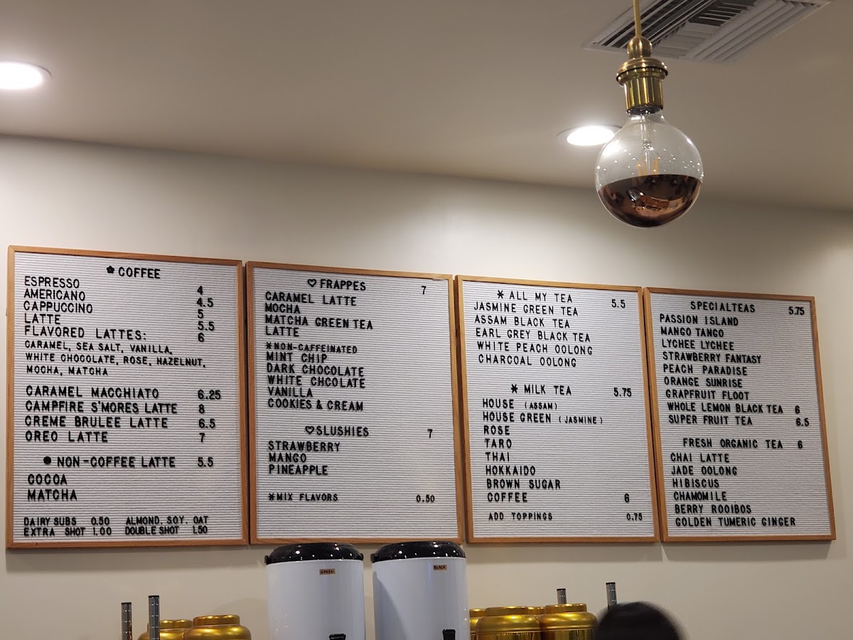 AllMyTea Cafe menu board