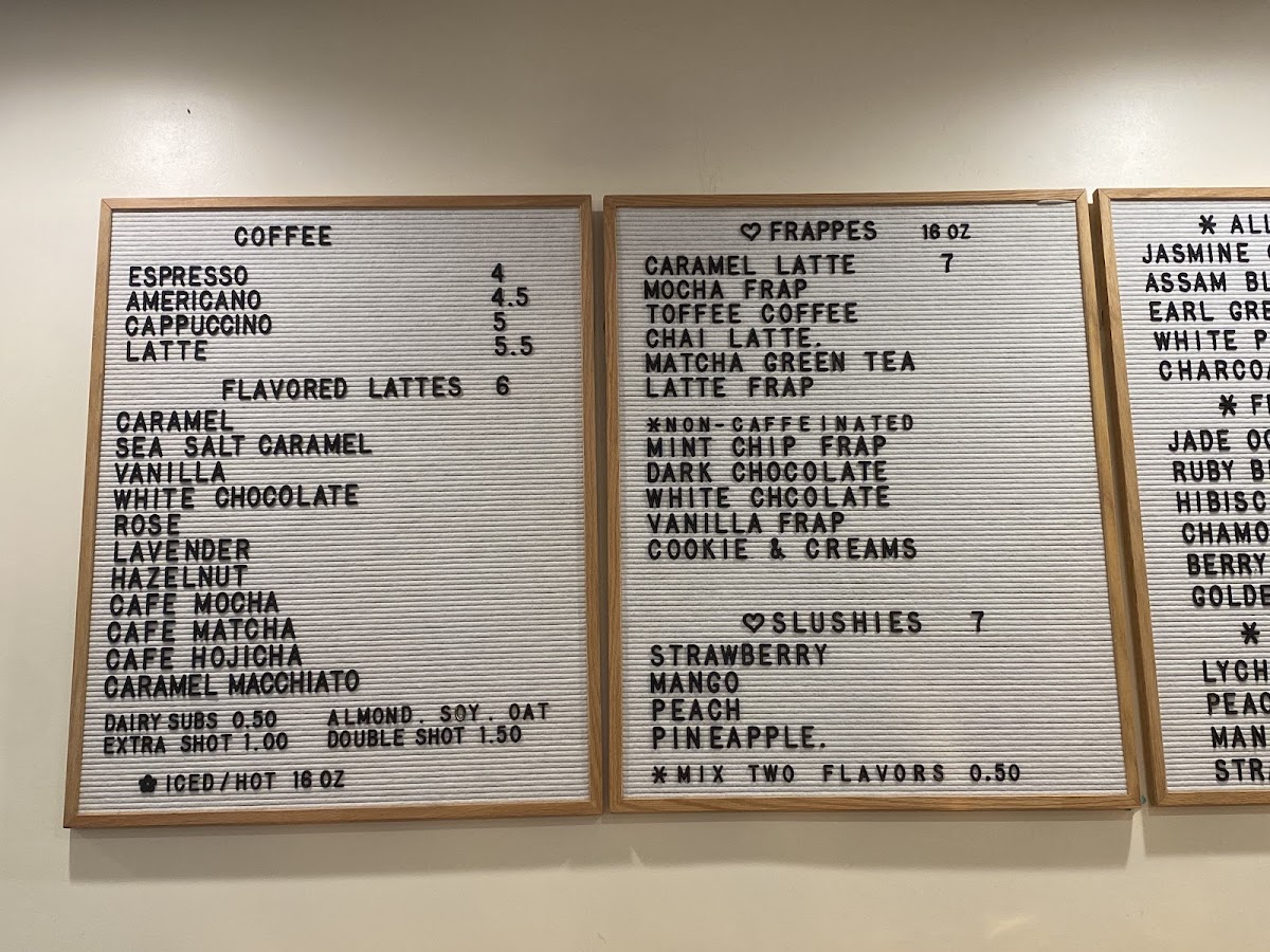 AllMyTea Cafe menu board