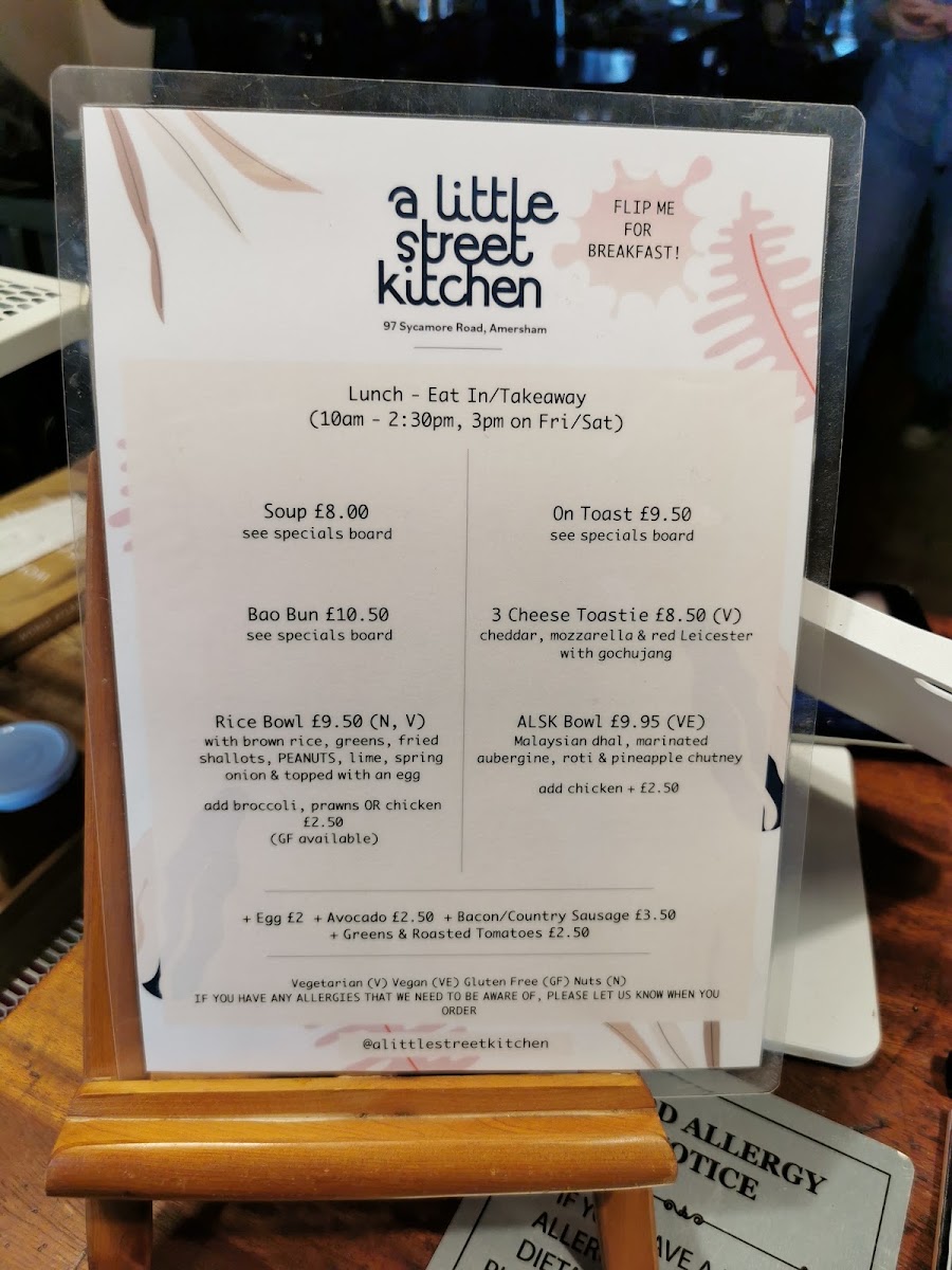 A Little Street Kitchen menu board