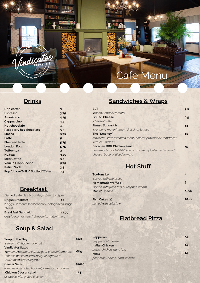 Vindicator Press Incorporated menu board