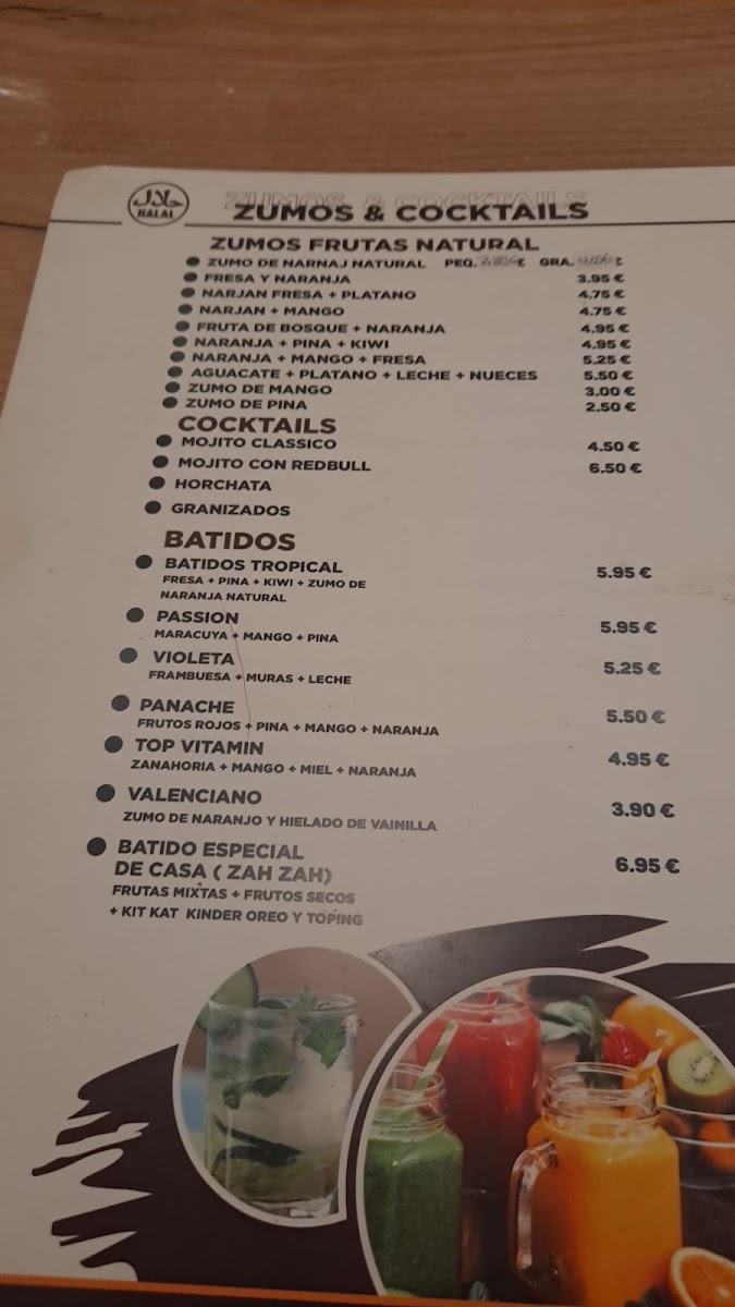 Cafè 1 Euro La Salut menu board