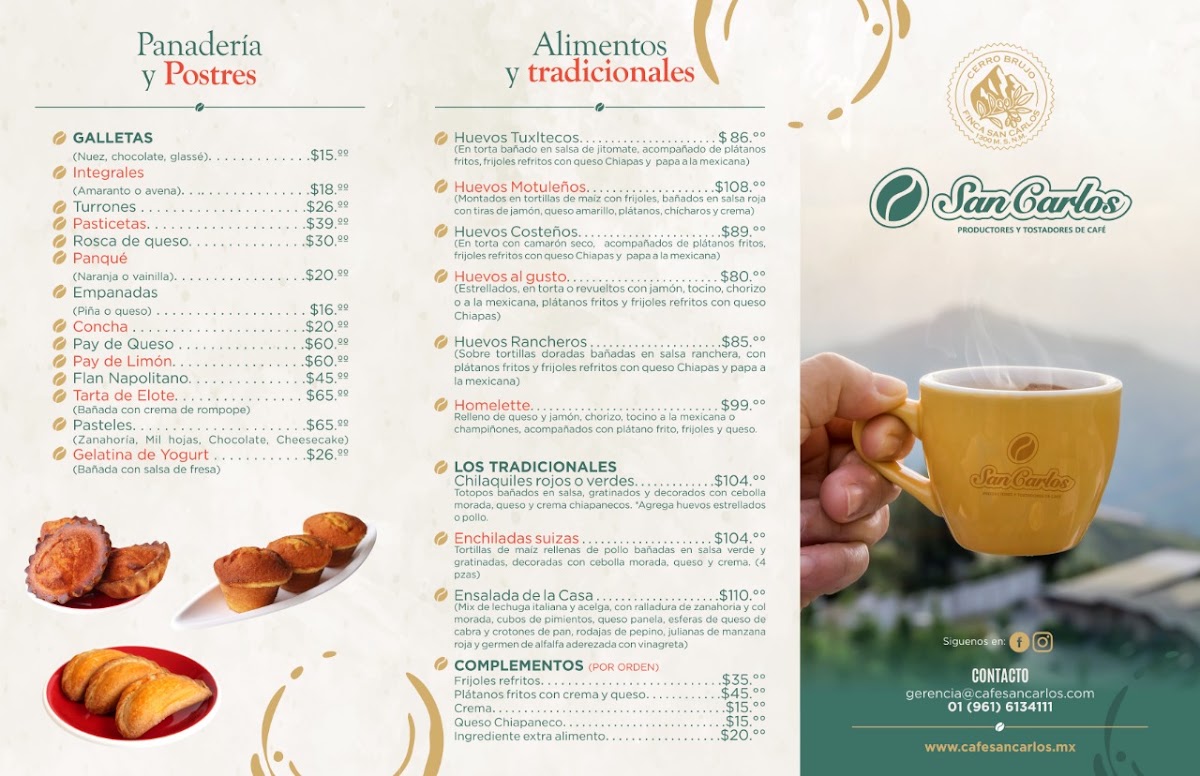 Cerro Brujo Mx Café Galería menu board