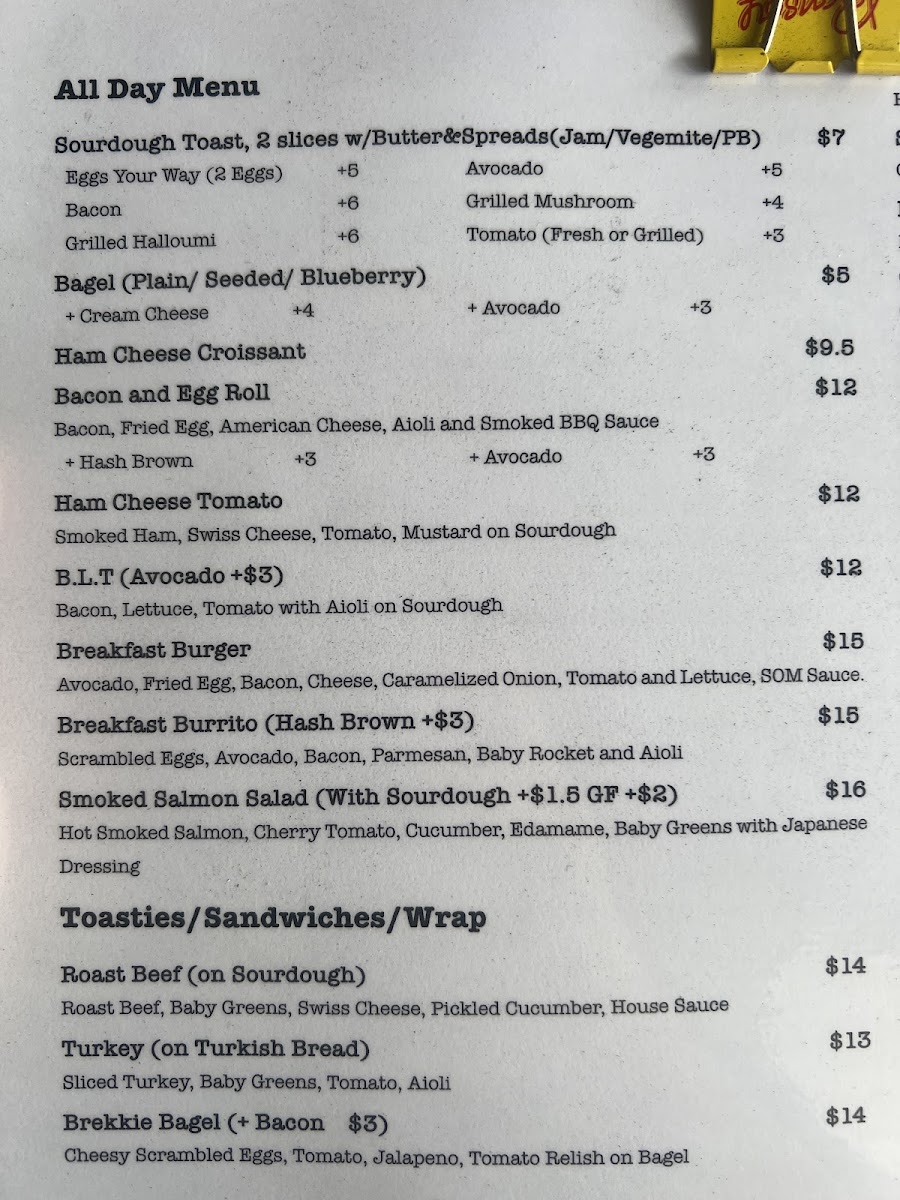Shot on Military menu board