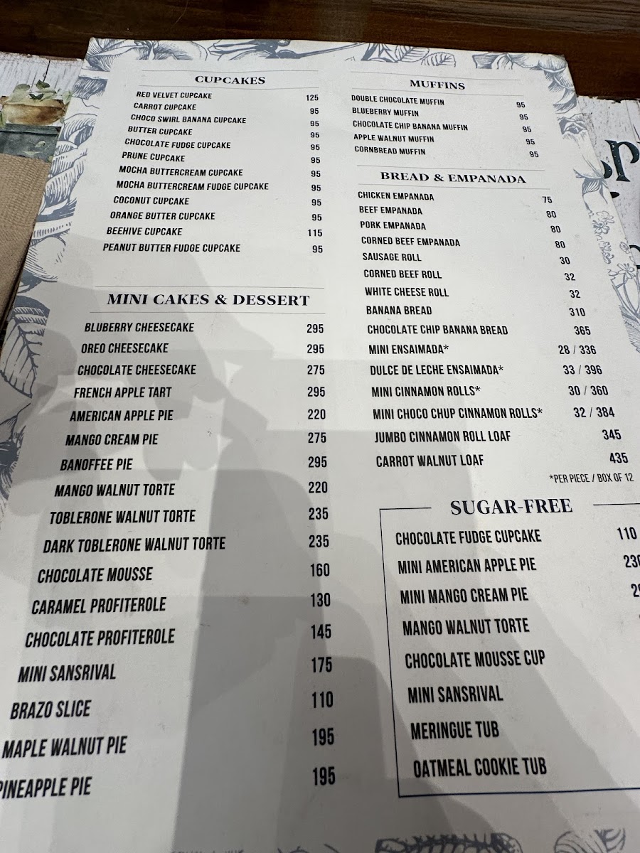 Mom & Tina's Bakery Cafe menu board
