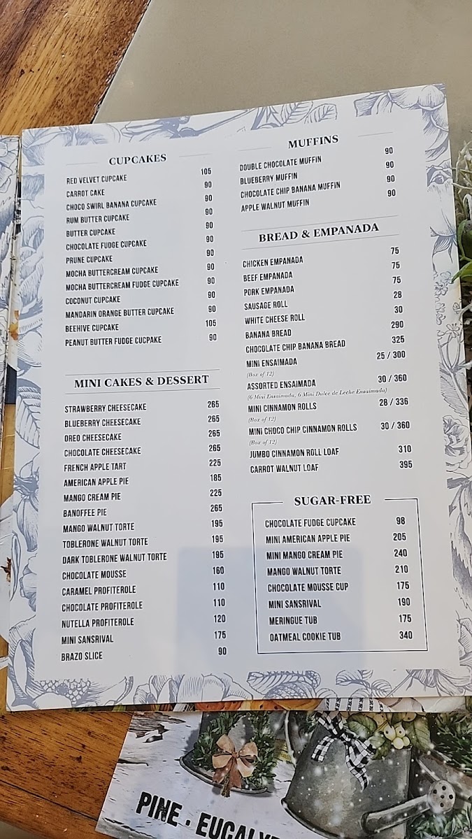 Mom & Tina's Bakery Cafe menu board