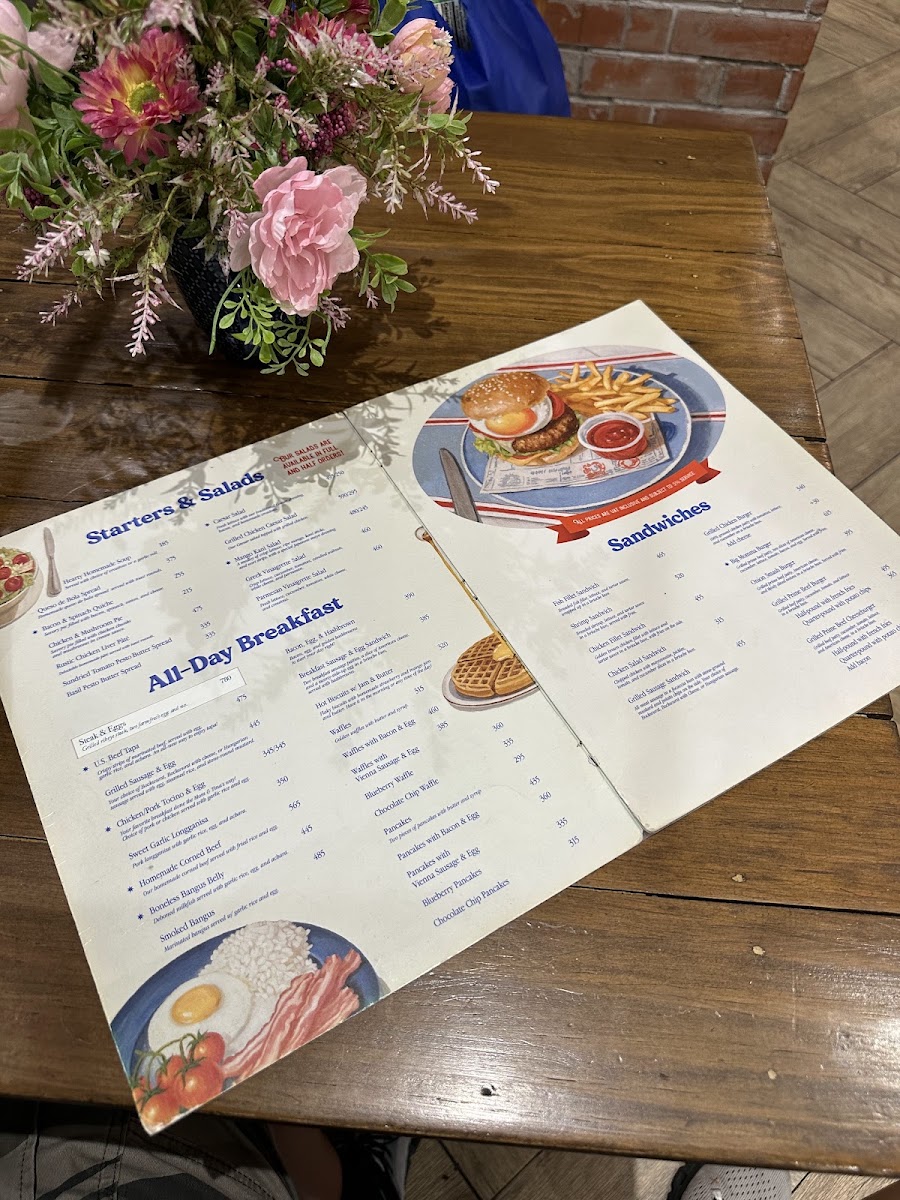 Mom & Tina's Bakery Cafe menu board