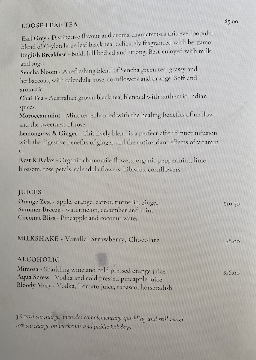 Aqua Kitchen and Bar menu board