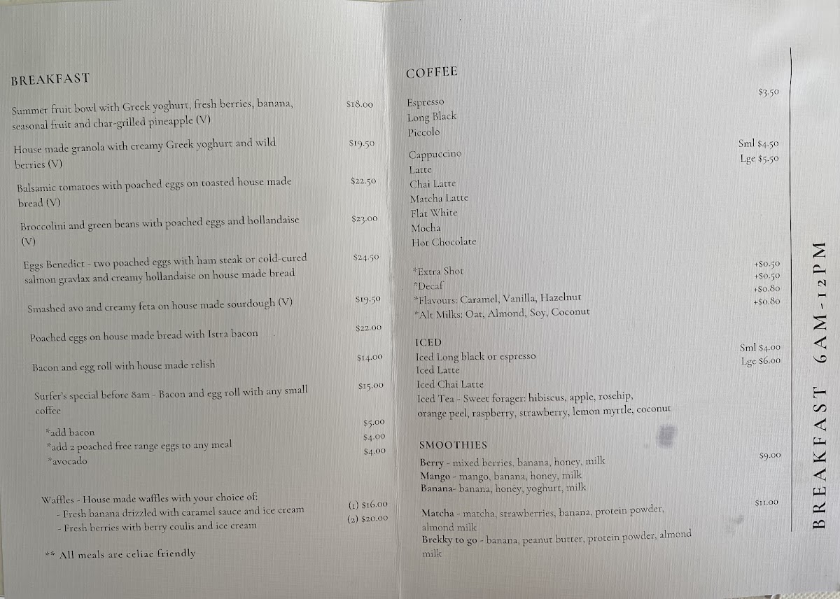 Aqua Kitchen and Bar menu board