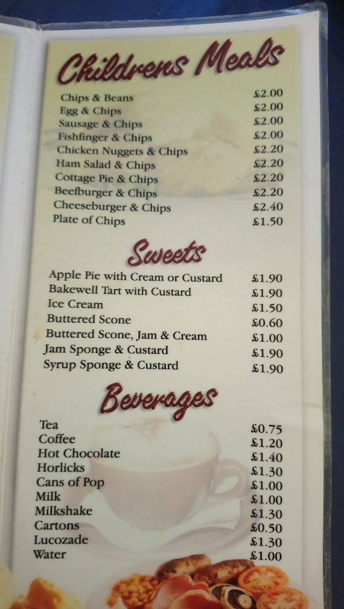 Jenny's Round Table Cafe menu board