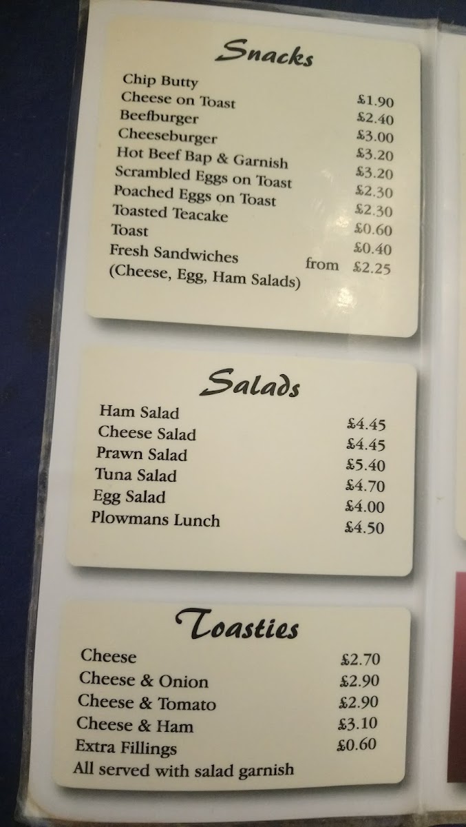 Jenny's Round Table Cafe menu board