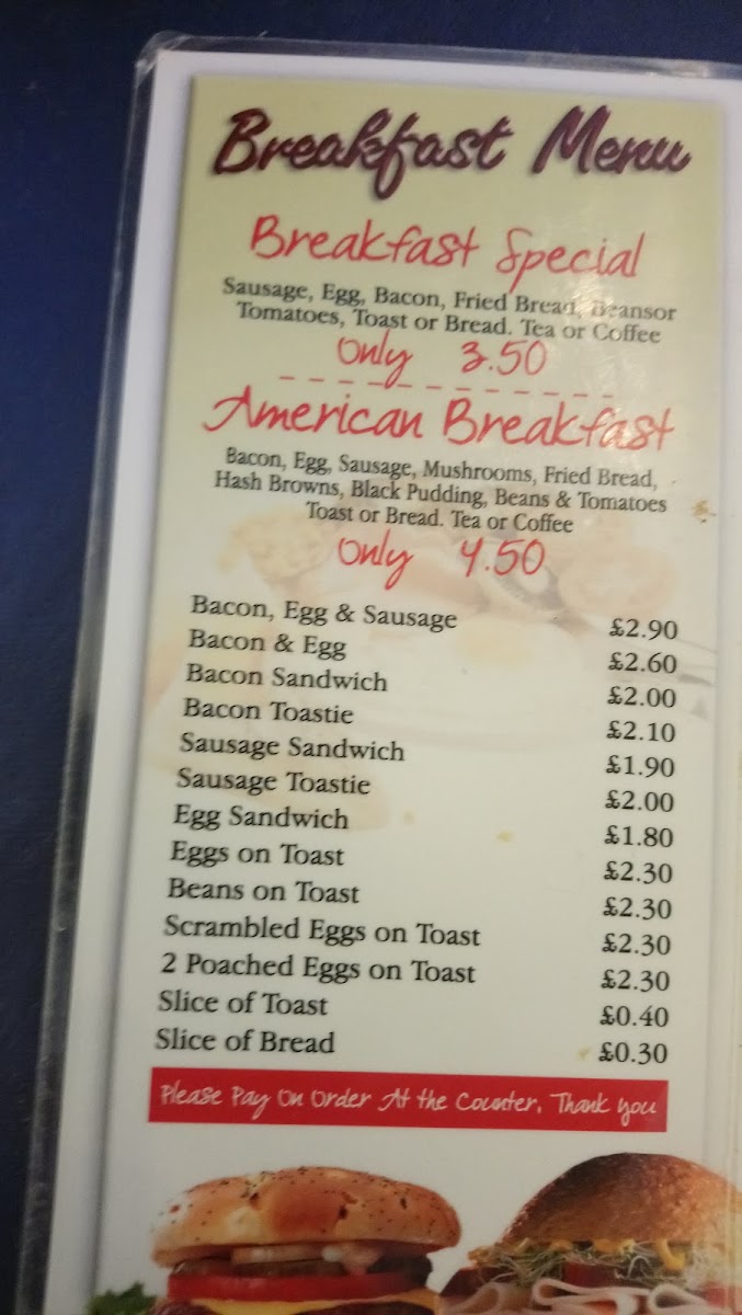 Jenny's Round Table Cafe menu board