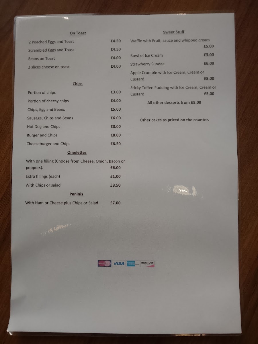 Sue's Crafty Cafe menu board