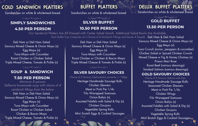 Leyland Heritage Café & Catering Co Ltd menu board
