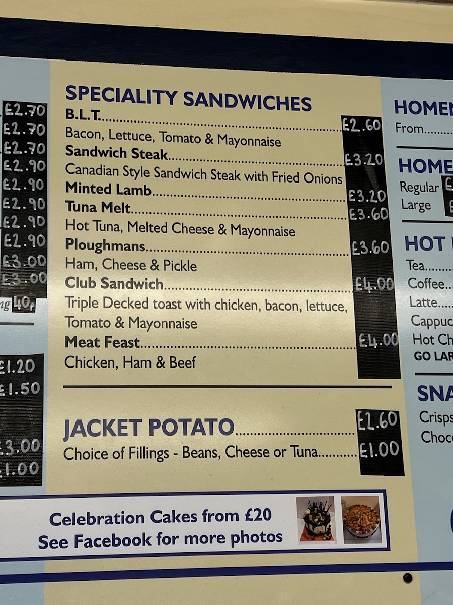Crumbs Sandwich Shop menu board