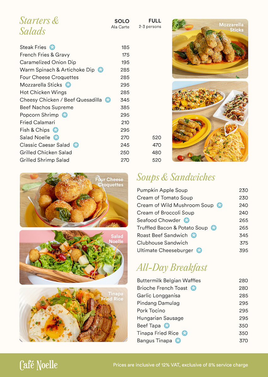 Café Noelle - Greenfields Square, San Fernando menu board