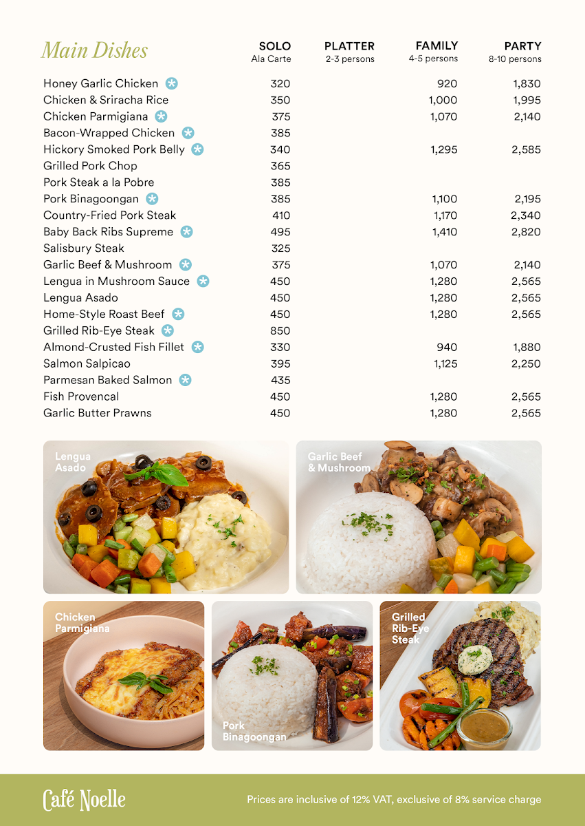Café Noelle - Greenfields Square, San Fernando menu board