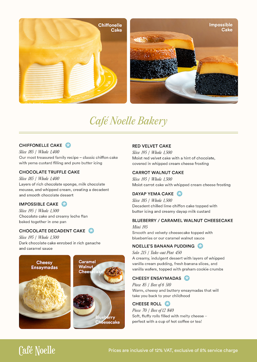 Café Noelle - Greenfields Square, San Fernando menu board