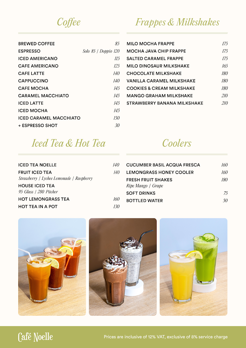 Café Noelle - Greenfields Square, San Fernando menu board