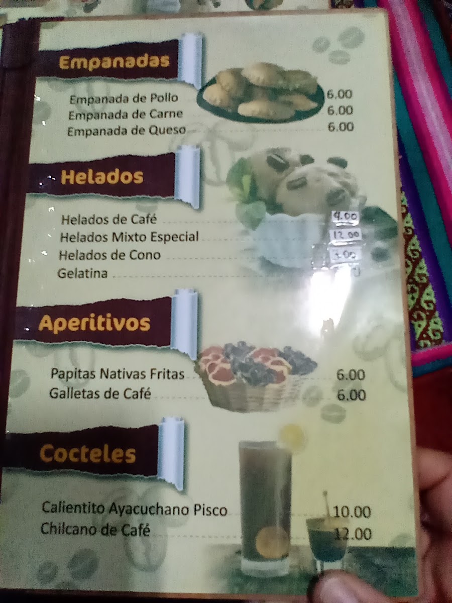 Café Ayacuchano menu board
