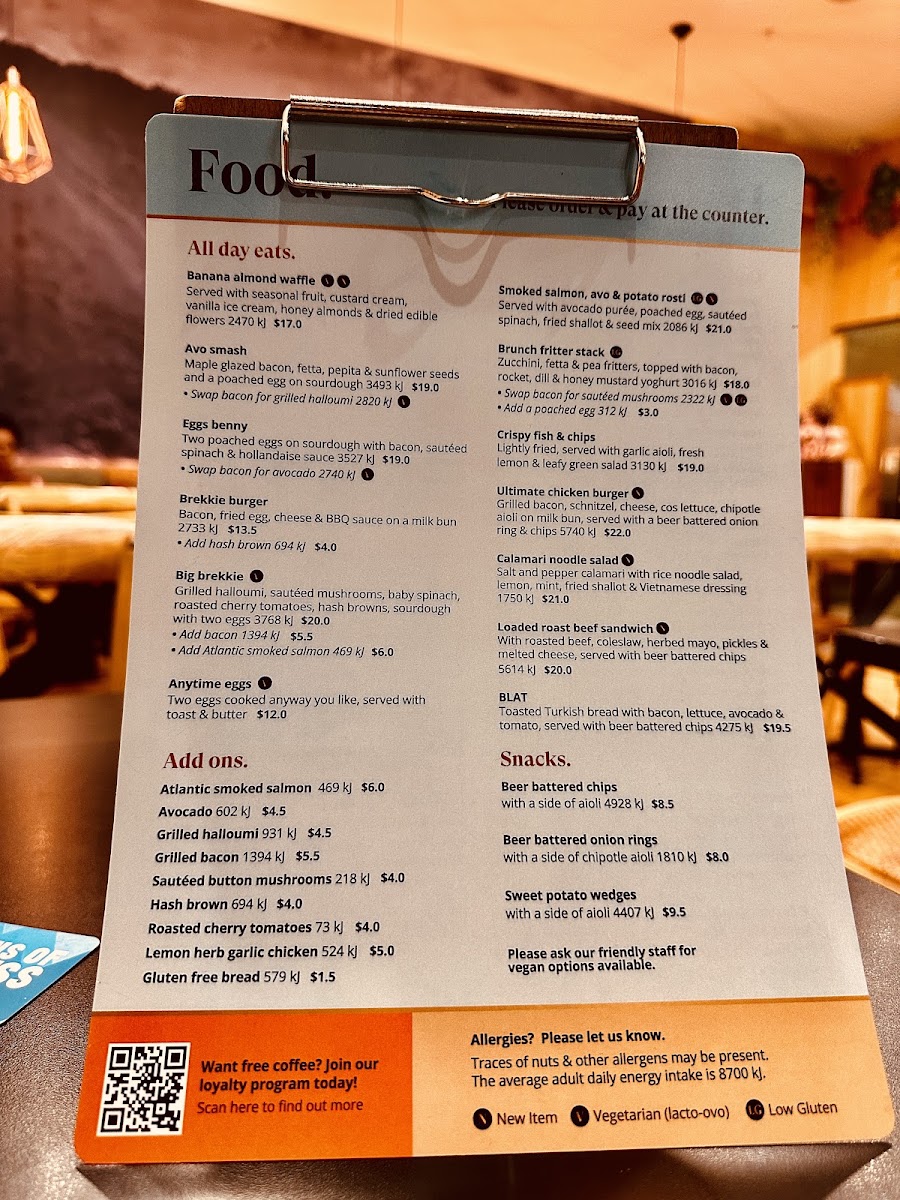 Jamaica Blue Ellenbrook menu board