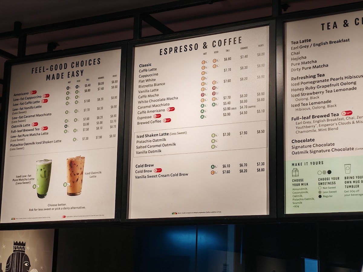 Starbucks Woodlands Civic Centre menu board
