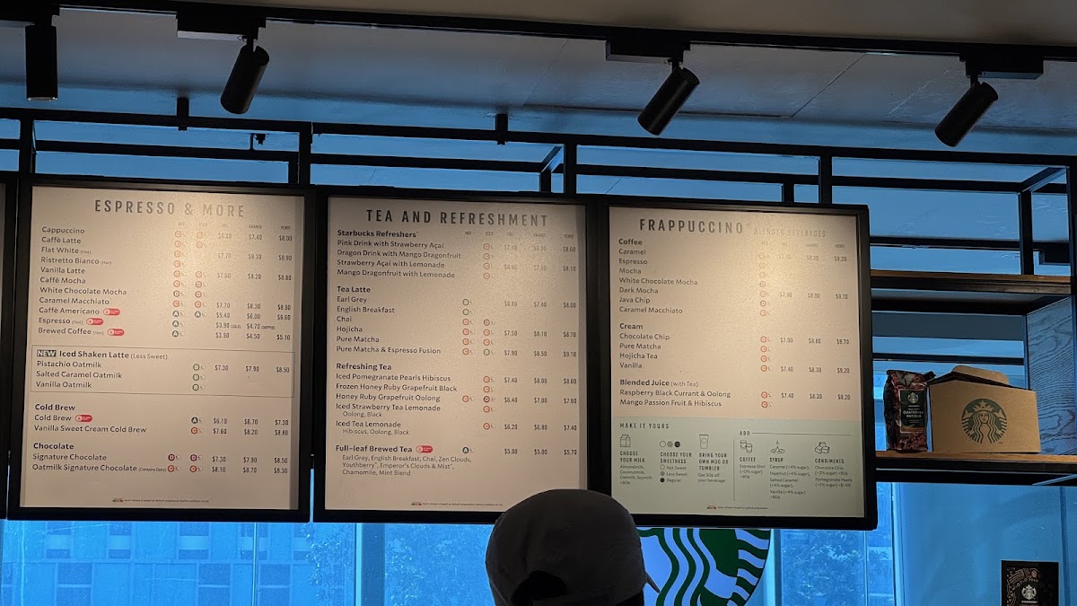 Starbucks Woodlands Civic Centre menu board
