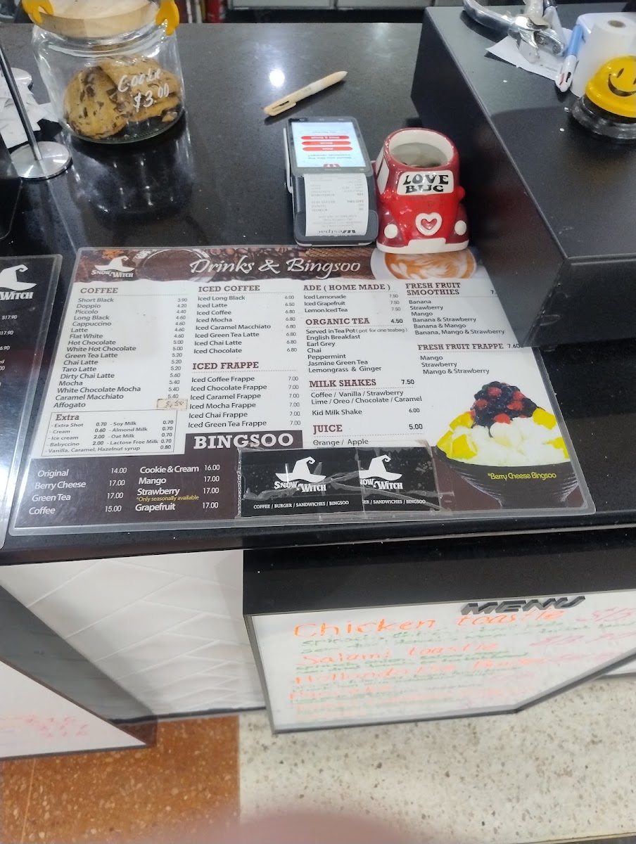 Snow Witch menu board