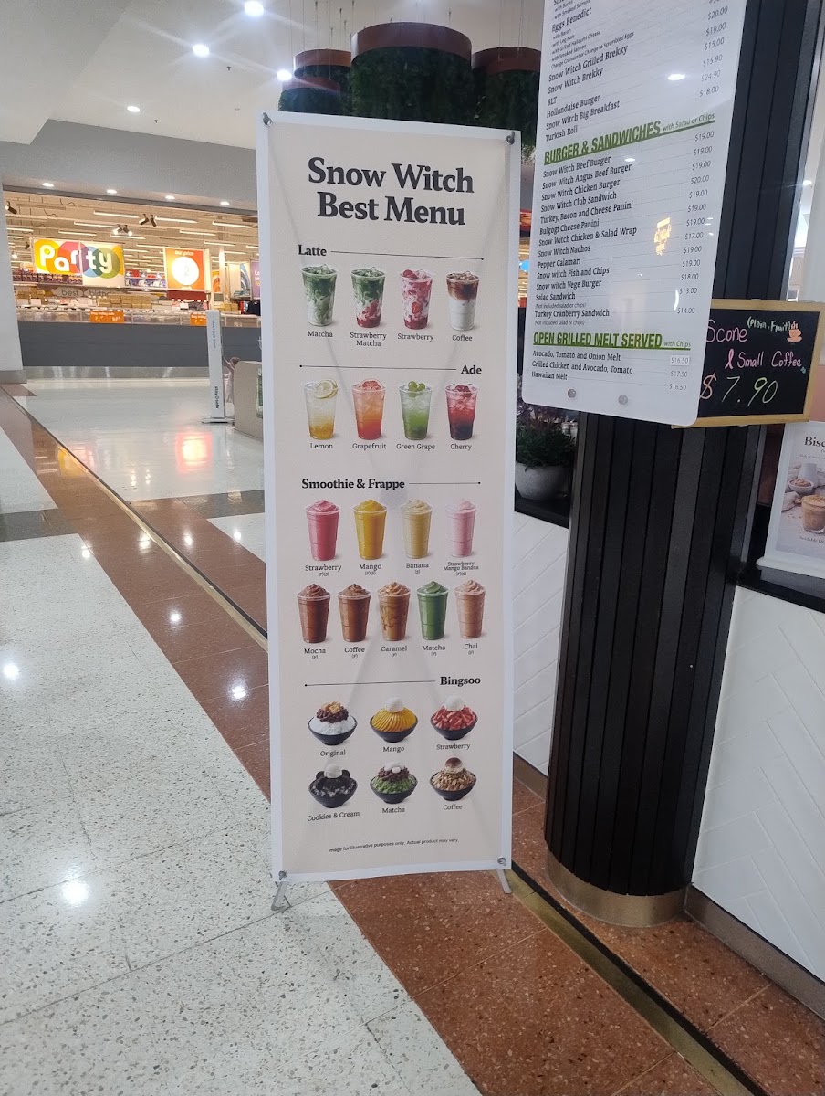 Snow Witch menu board