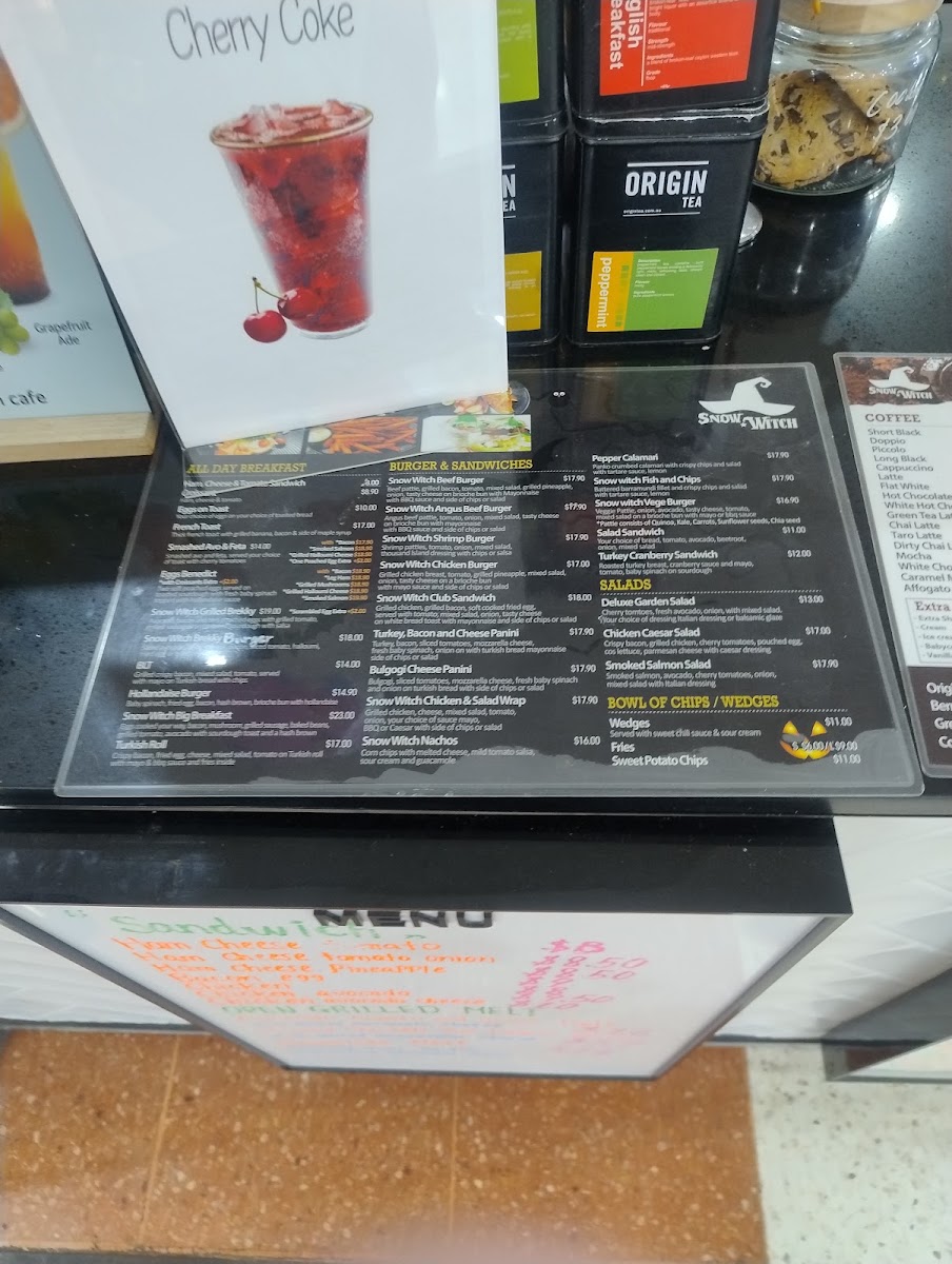 Snow Witch menu board
