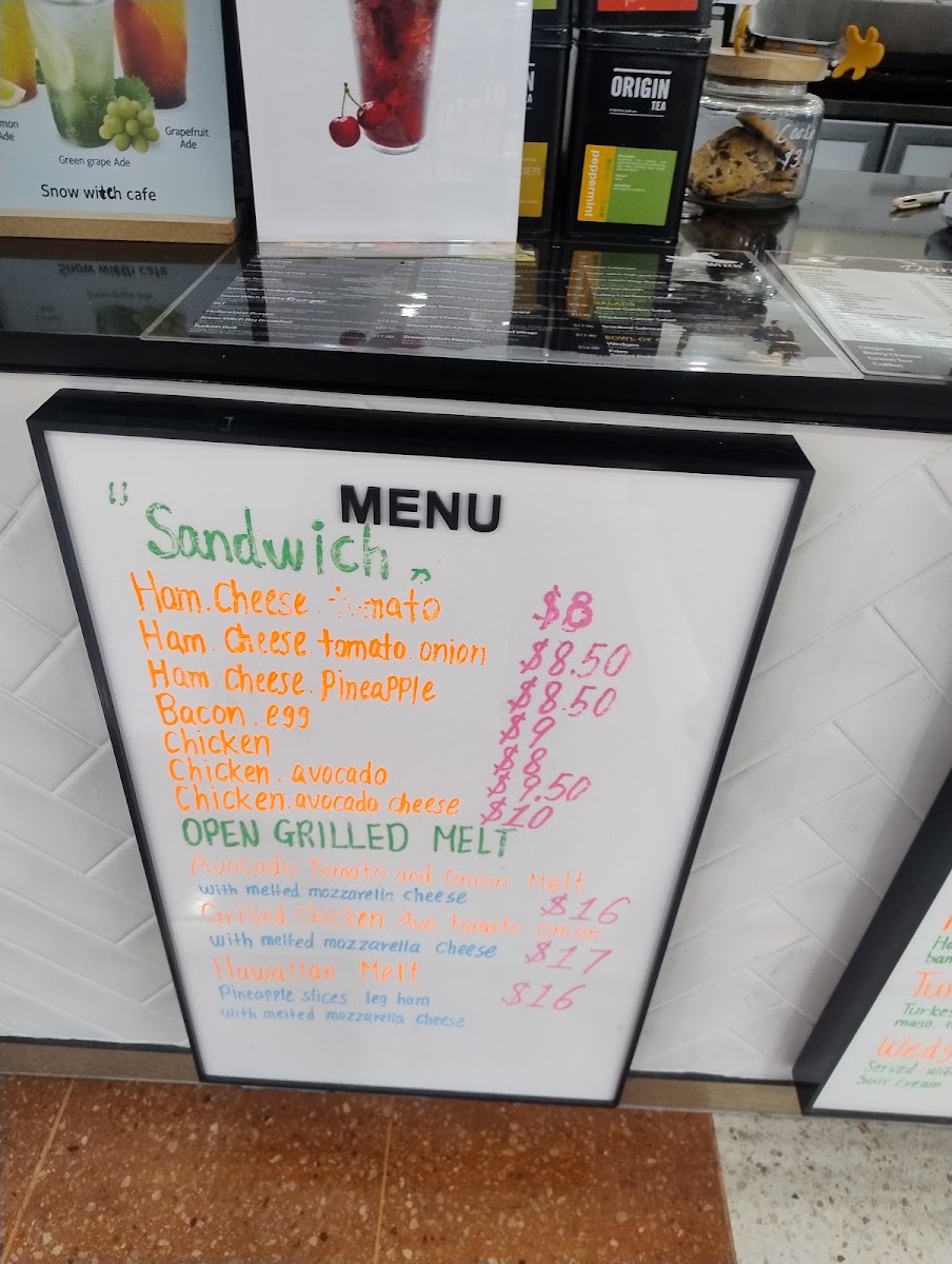 Snow Witch menu board