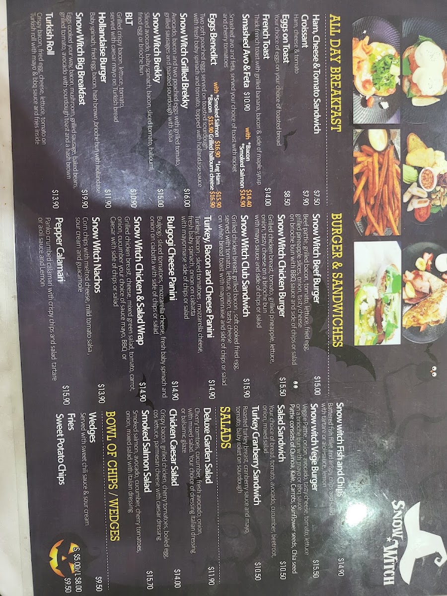 Snow Witch menu board