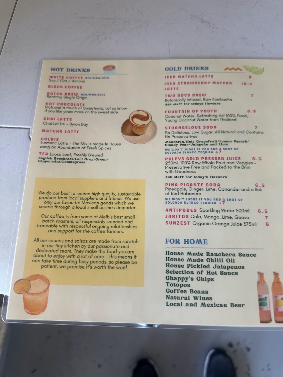 Little Tienda Thornbury menu board