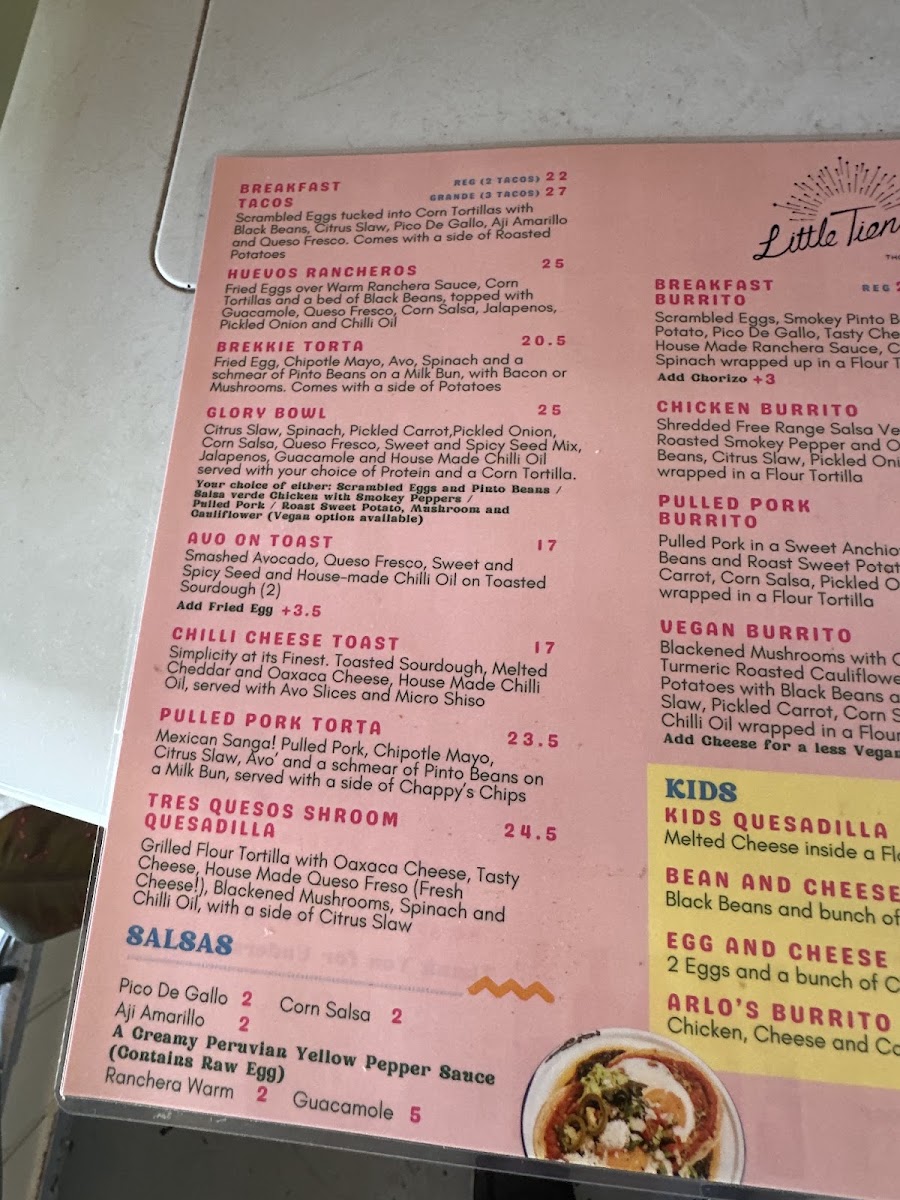 Little Tienda Thornbury menu board