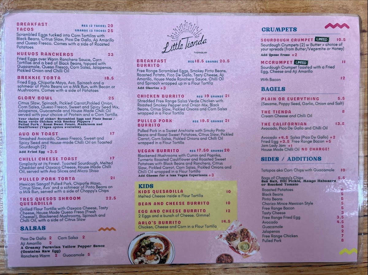 Little Tienda Thornbury menu board