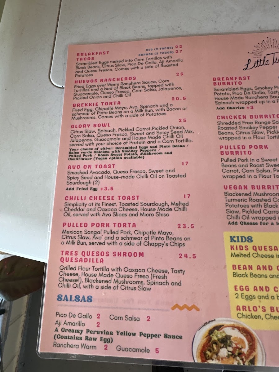 Little Tienda Thornbury menu board