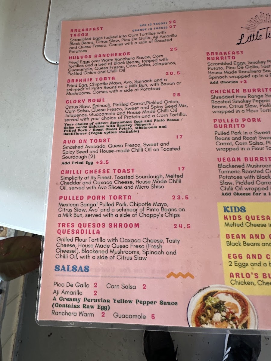 Little Tienda Thornbury menu board