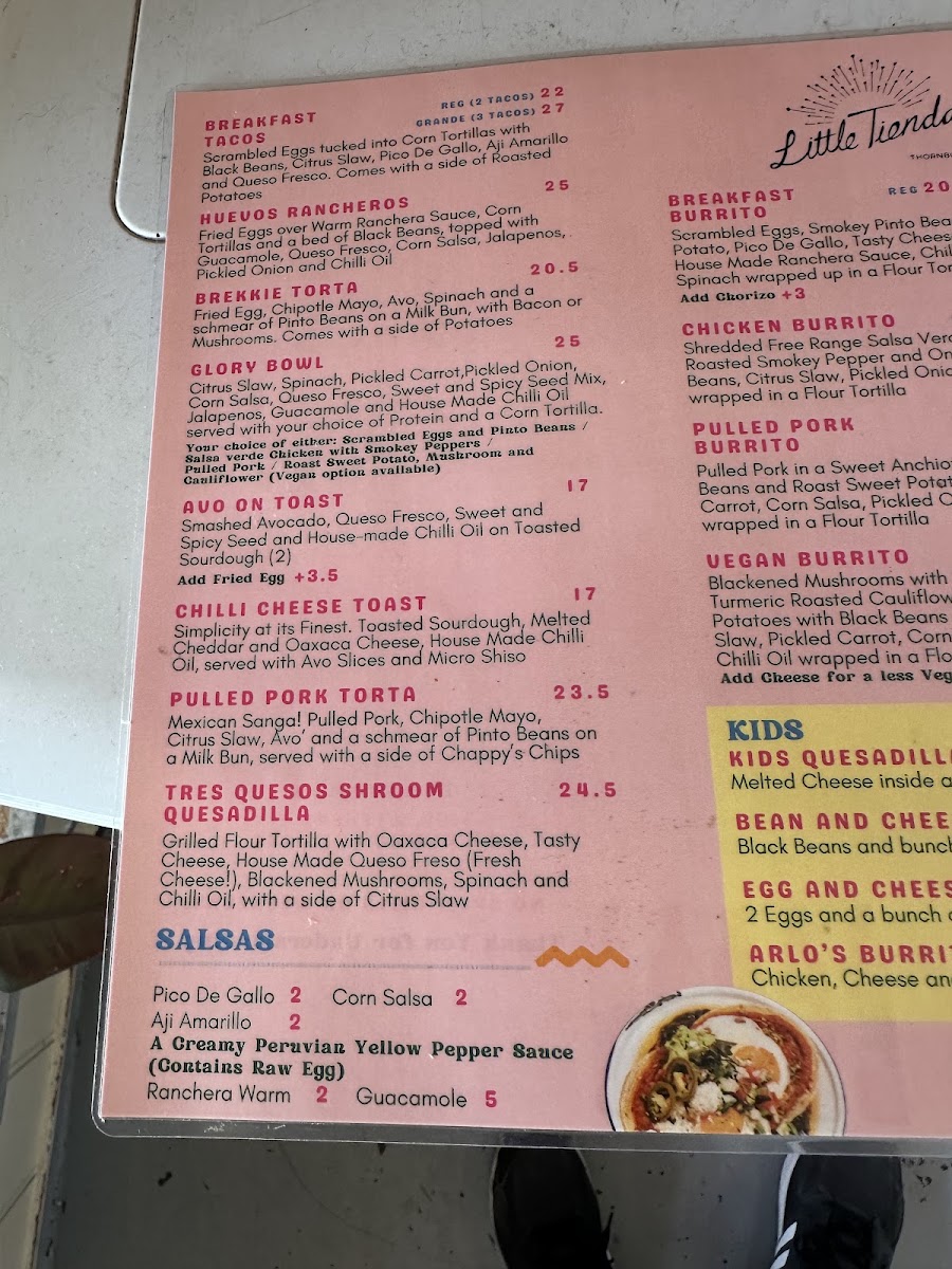 Little Tienda Thornbury menu board