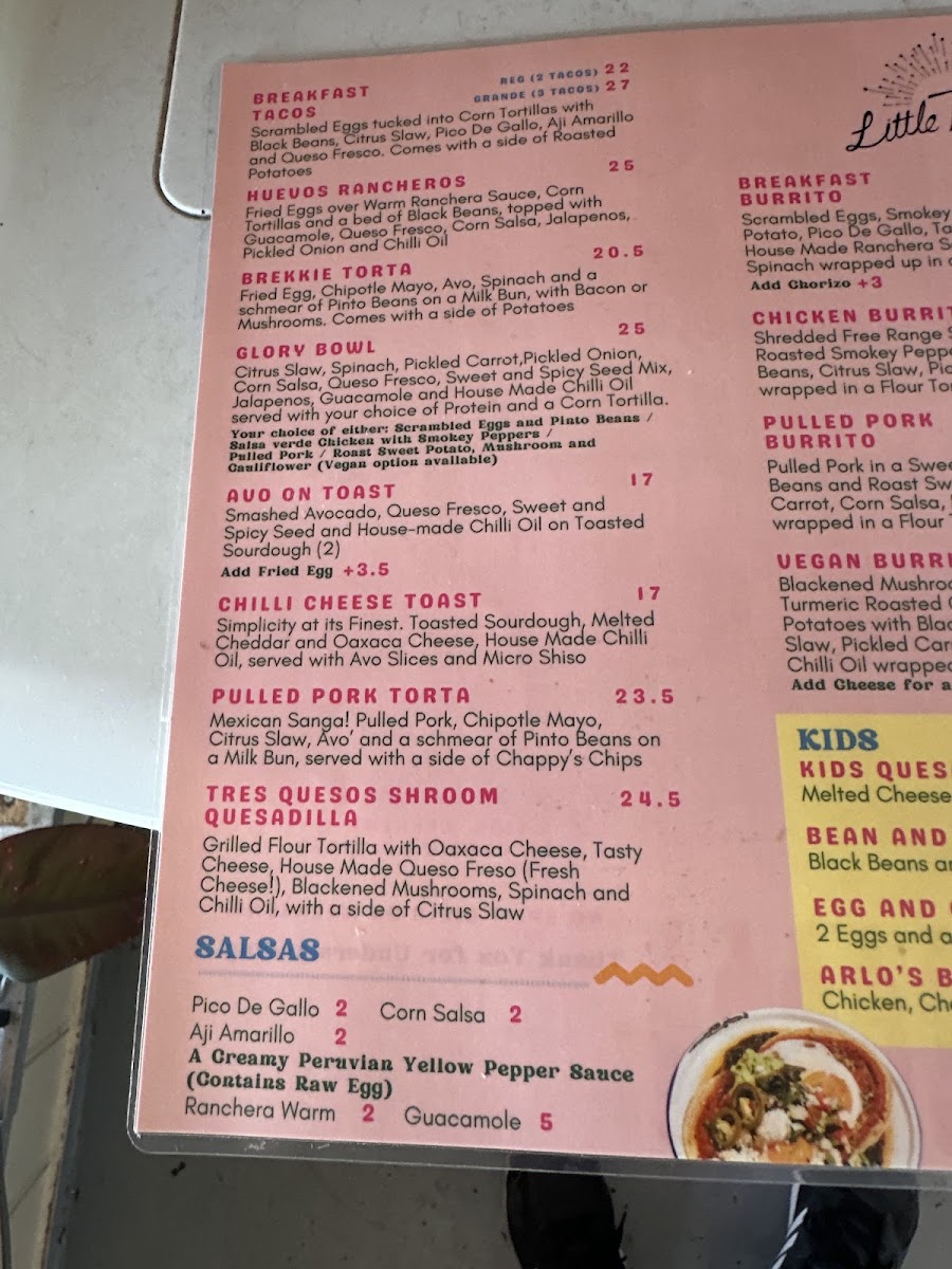 Little Tienda Thornbury menu board