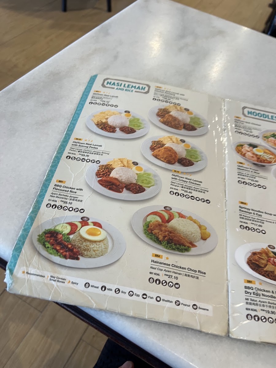 OldTown White Coffee - Cenang Mall menu board