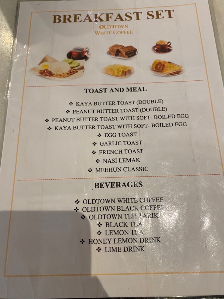 OldTown White Coffee - Cenang Mall menu board