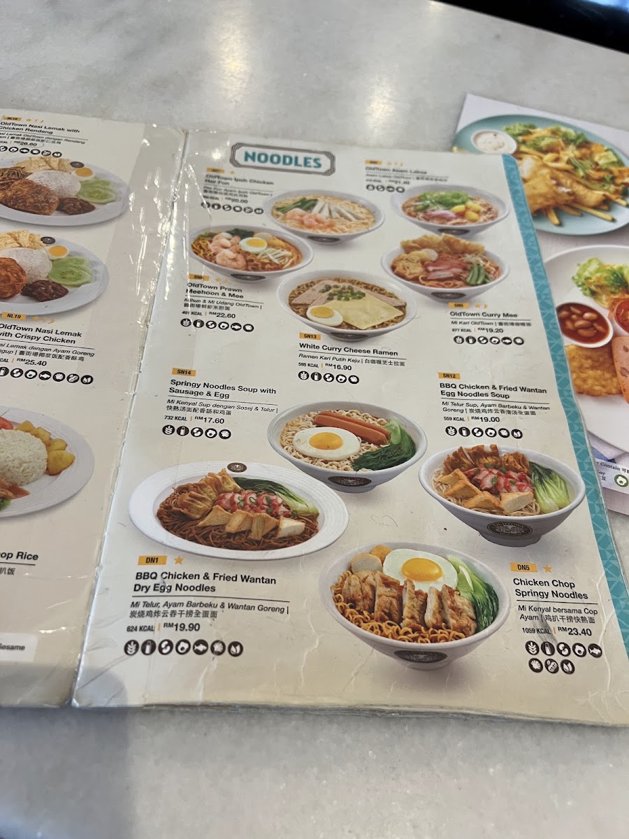 OldTown White Coffee - Cenang Mall menu board